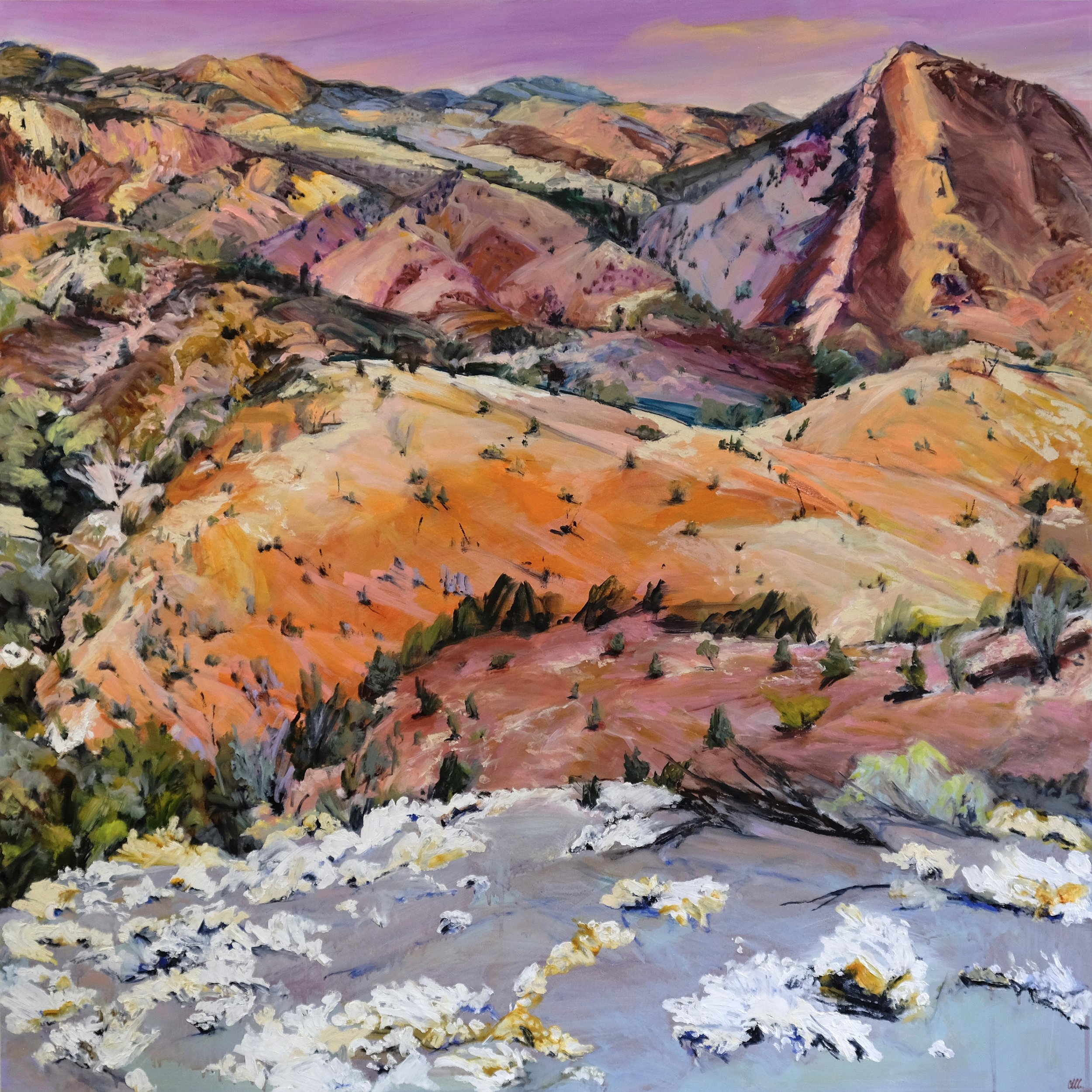 Vast Ridge (listening) 2024 oil on birch 103 x 103cm