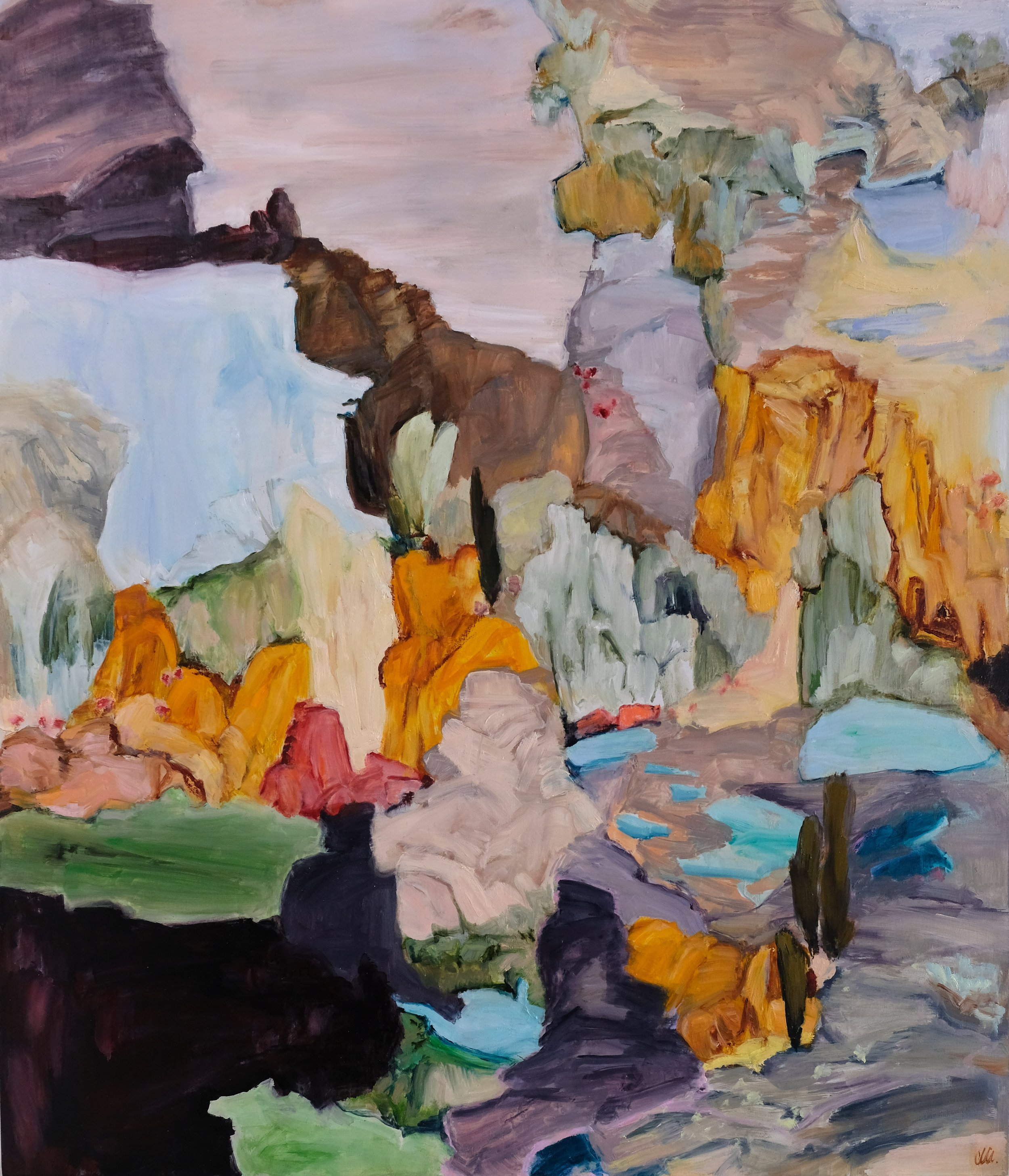 This singing chiselled land 2024 oil on birch 63x73cm