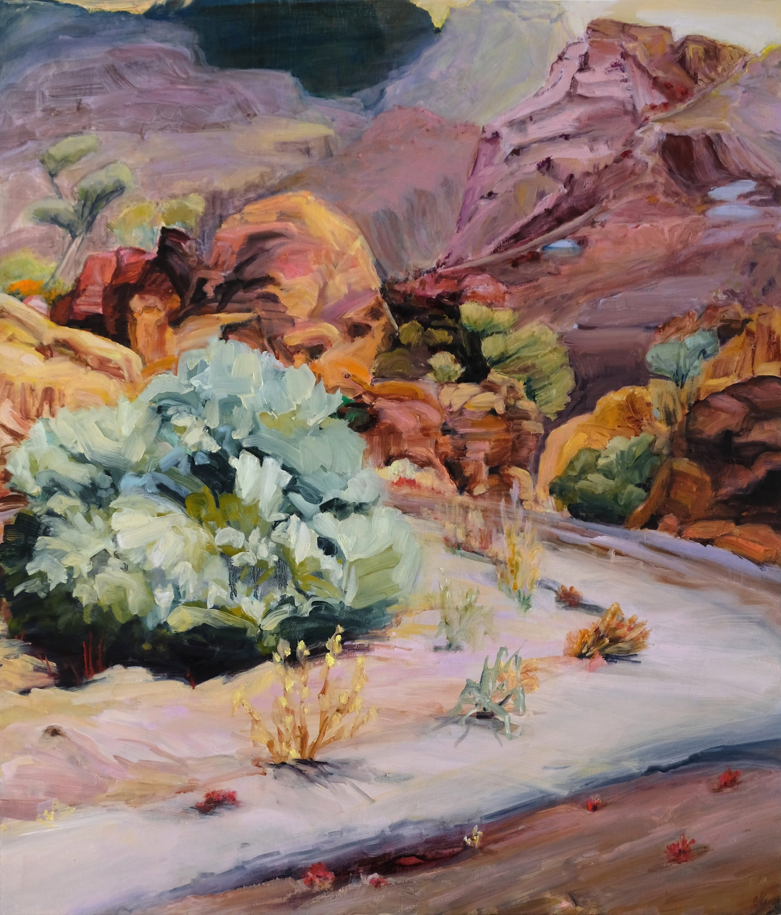 Waking early 2024 oil on birch 63x73cm