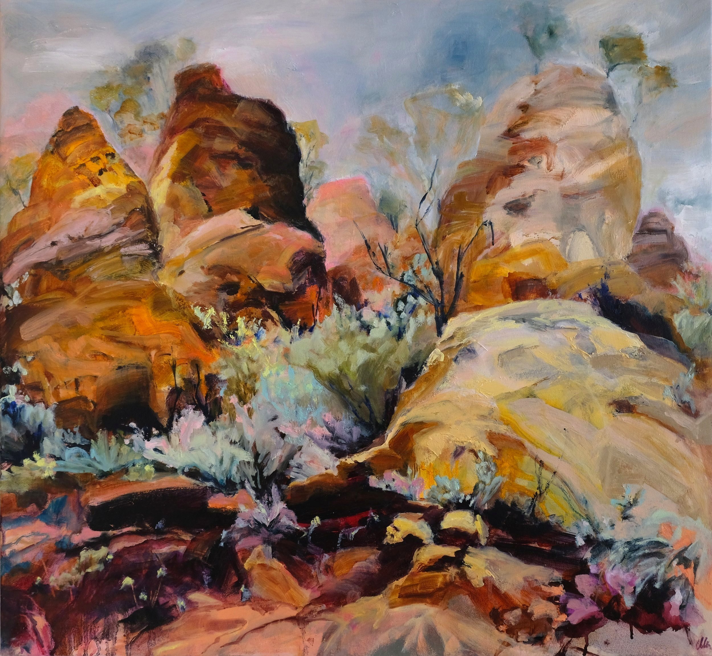 Soft blooming desert 2024 oil on polyester 64x70cm