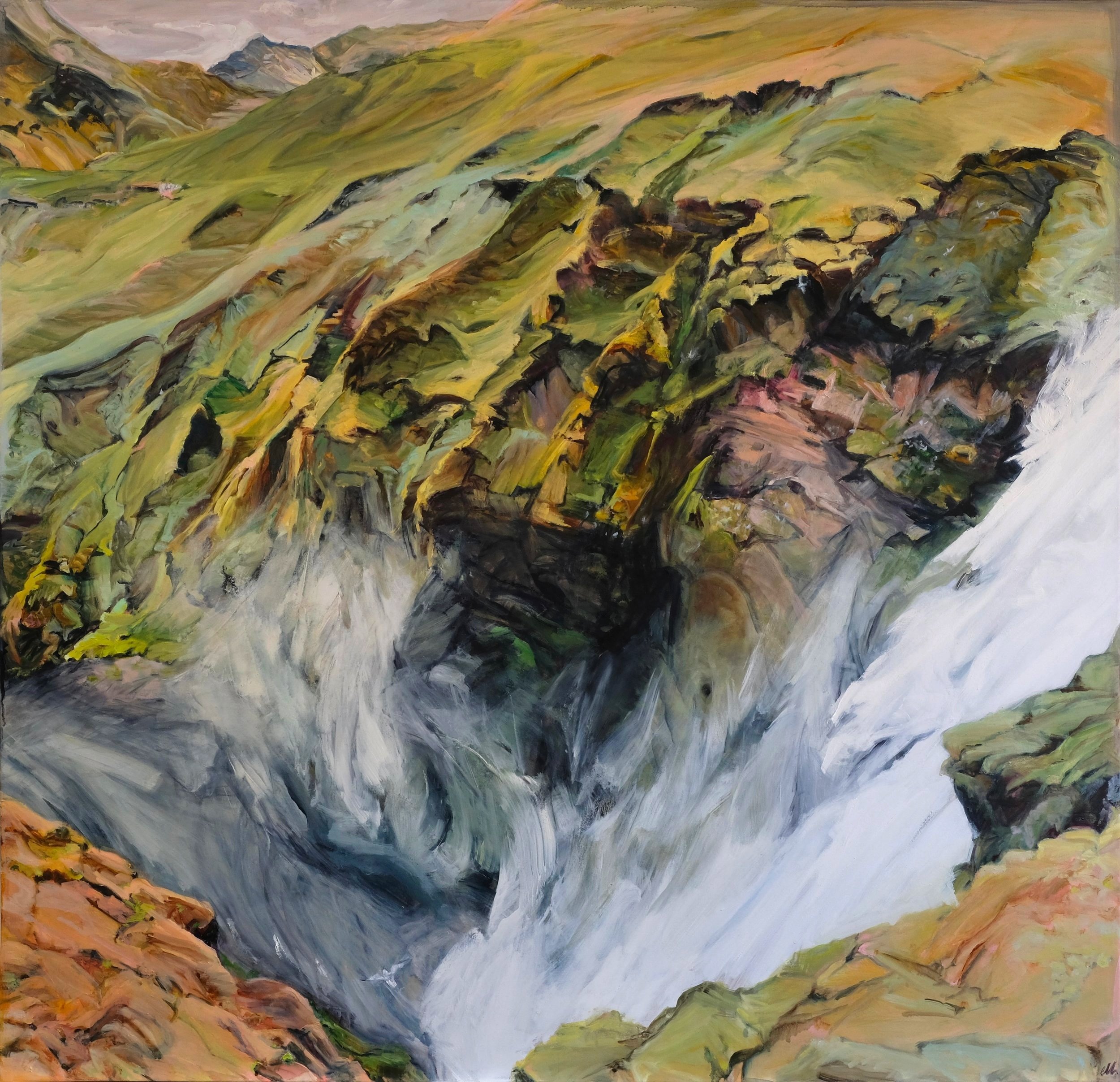 Skógafoss (I reign with light) 2024 oil on polyester 128 x 133cm