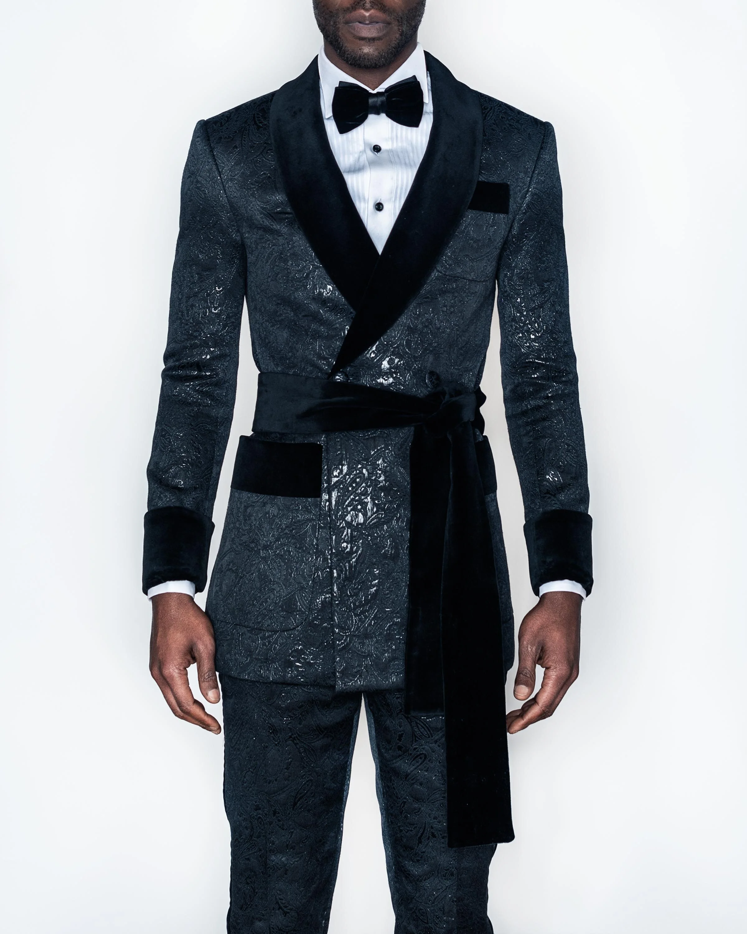 Men's Black Jacquard Tuxedo Suit (Custom Made) — WELTHĒ Lifestyle