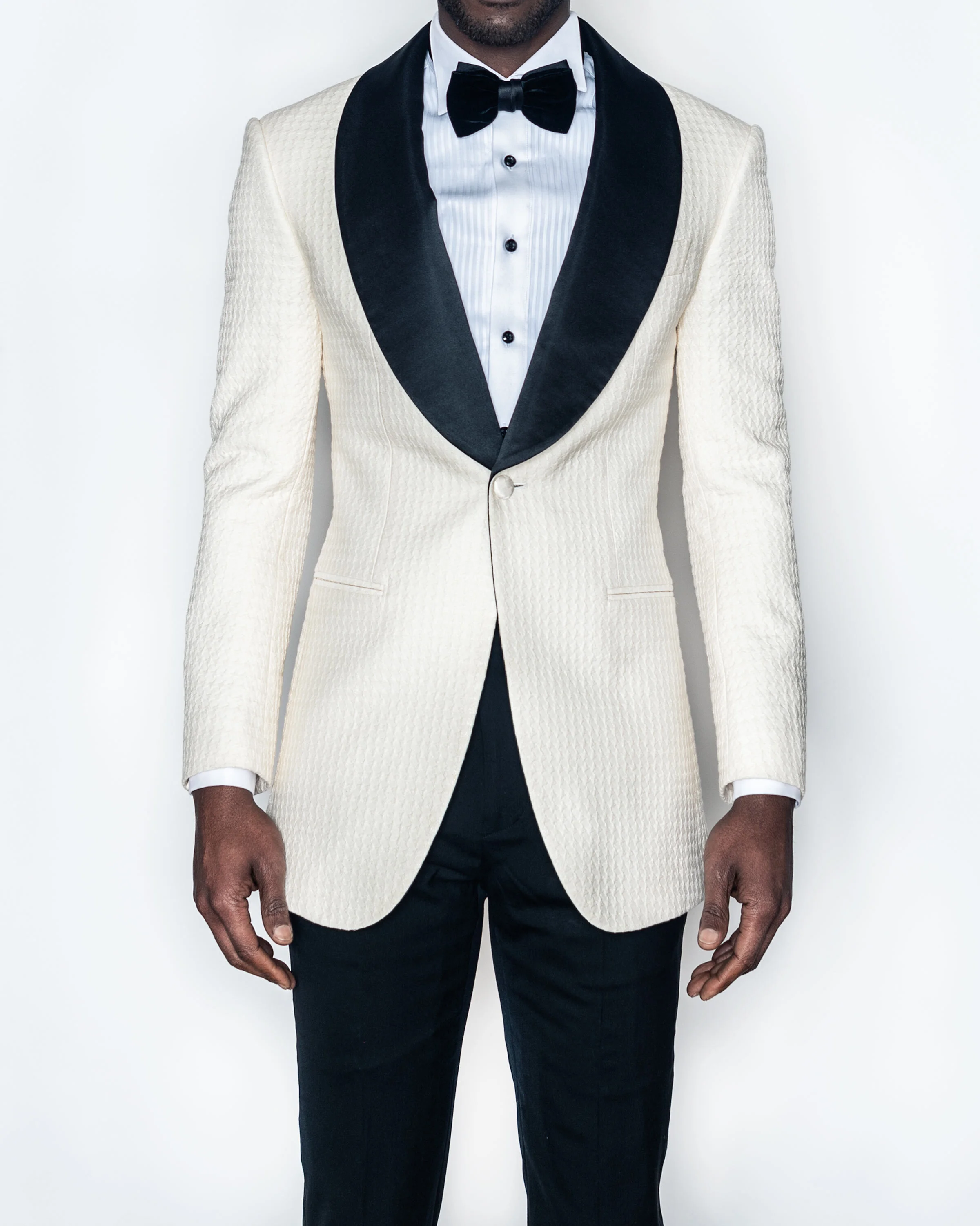 Men's Cream Jacquard Tuxedo Suit (Custom Made) — WELTHĒ Lifestyle