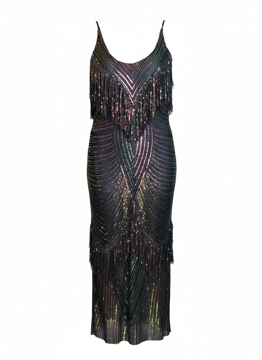 Priscilla: Fringed Sequin Slip Dress