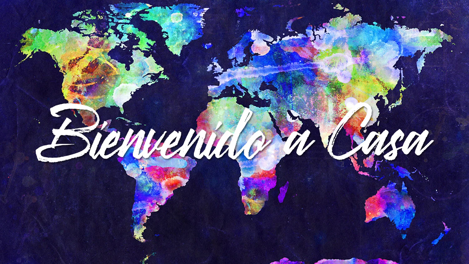colorido mapa mundial de las naciones alrededor del mundo diciendo bienvenida a casa