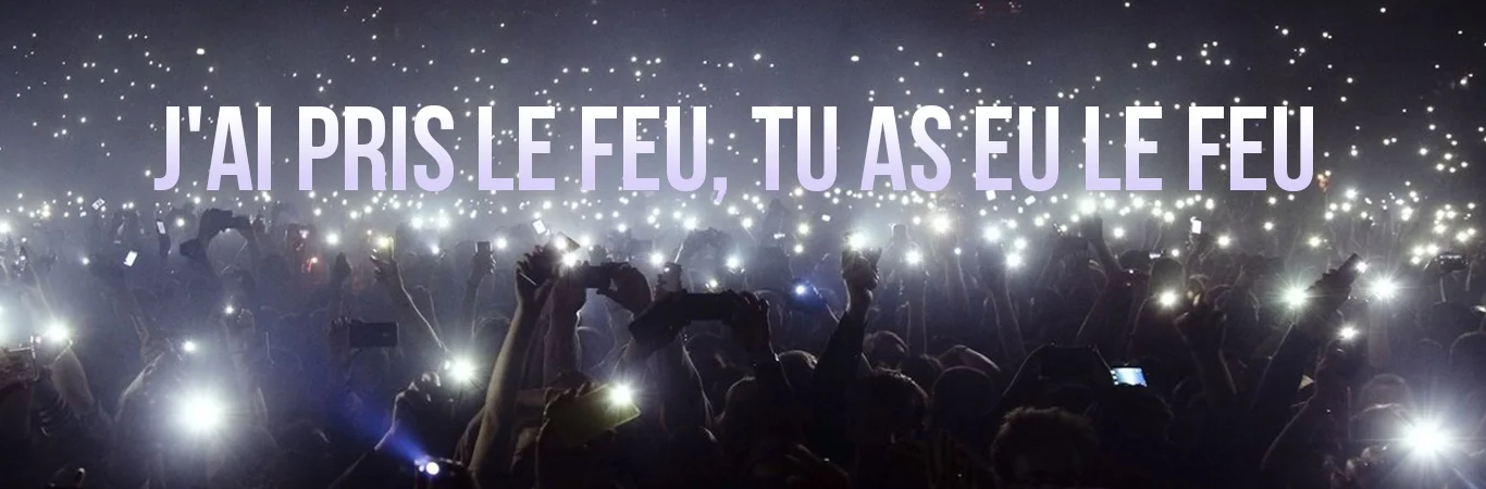 Paroles de musique avec une grande foule lors d'une célébration de concert en utilisant une lampe de poche