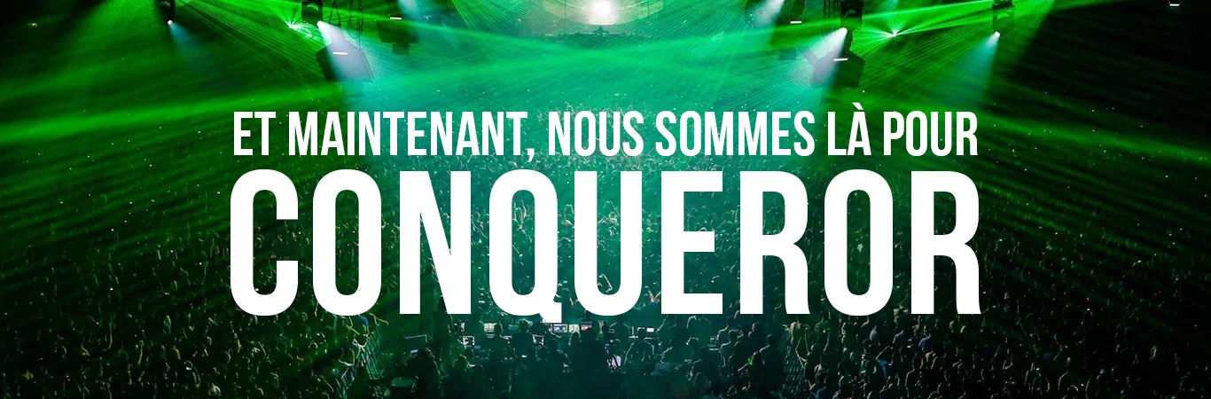 Célébration de concert avec les gens dansent et laser lightbeam conquer lyrics