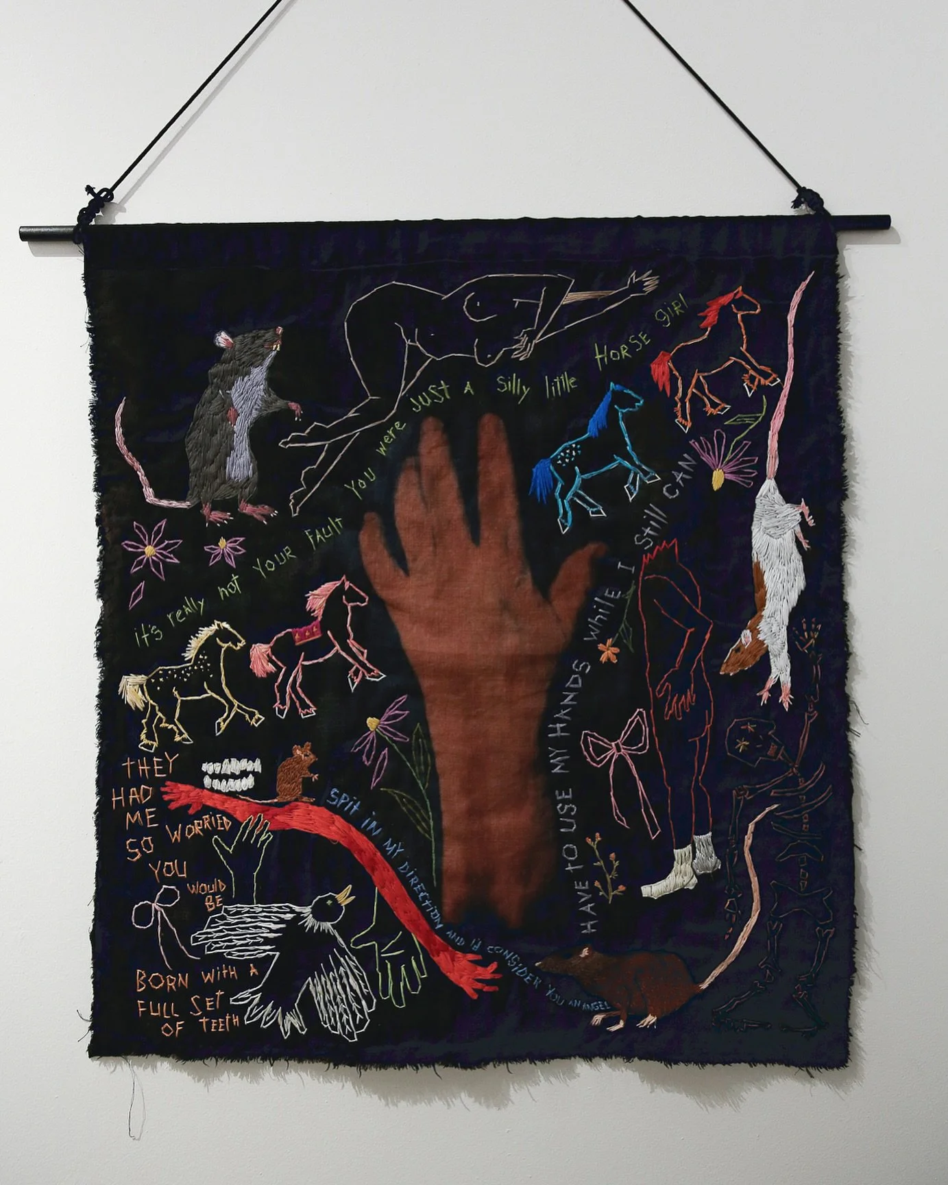 Rat Quilt

Embroidery on cyanotype printed linen, batting
48x33 inches
2024

#quilt #embroidery #rats #text #textandimage #artist #mixedmedia #fiberart #artist #gallery #collectart