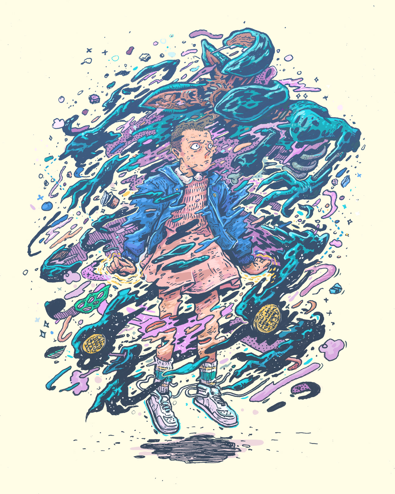 Eleven and the exploding demogorgon