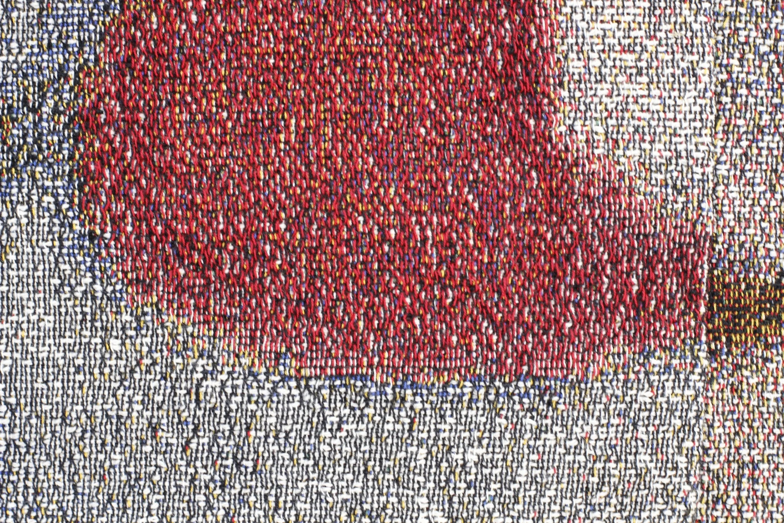 La Radio (close-up), 108“ x 156”, Distressed, stretched Jacquard tapestry, 2017