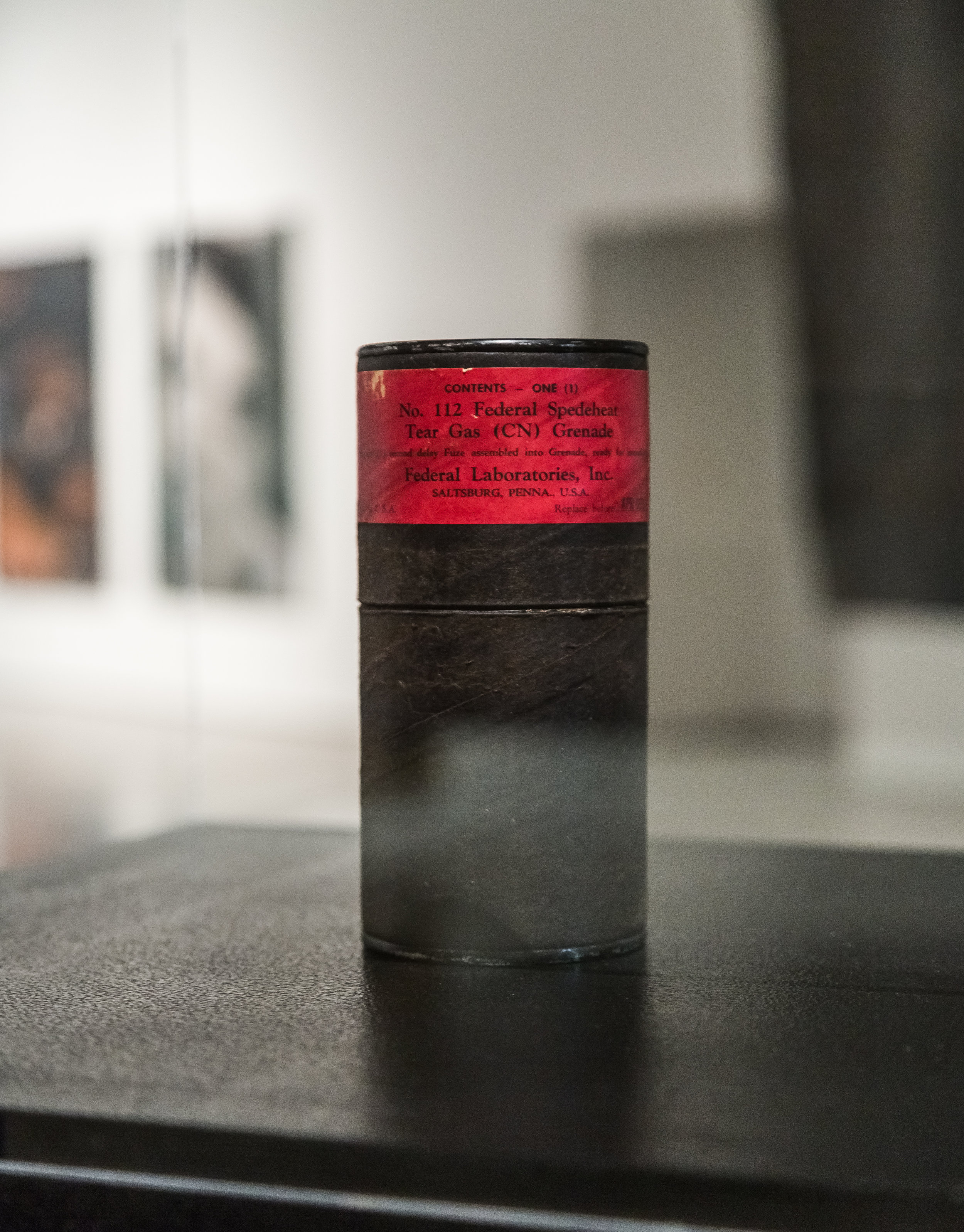 Tear gas containe r, 2016, Tear gas container, 10” x 4” x 4”