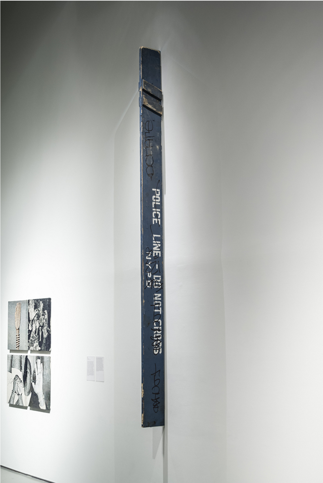 Zip , 2016, Police barricade, 144” x 8” x 2”