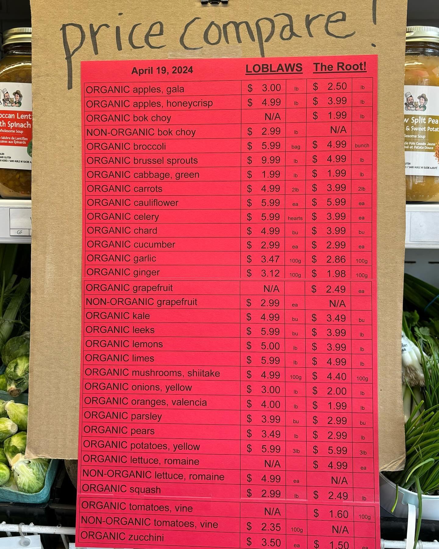 Here&rsquo;s our latest Price Compare #leslievilletoronto !  #familybusiness #smallbusiness #localbusiness #organicfruitsandveggies #fairprices