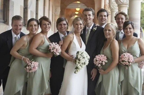 Our wedding party was a hearty combo of siblings and school friends.