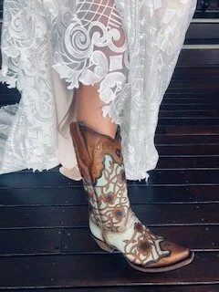 Tegan’s gorgeous wedding boots from Corral Boots