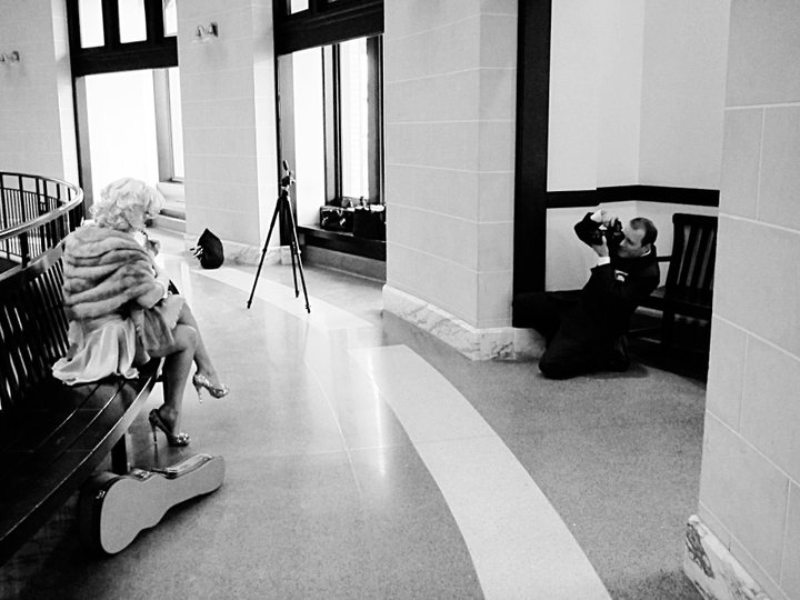Setting up a shot of Niki Luparelli for the Dark Victory video. (Photo by John Soares)