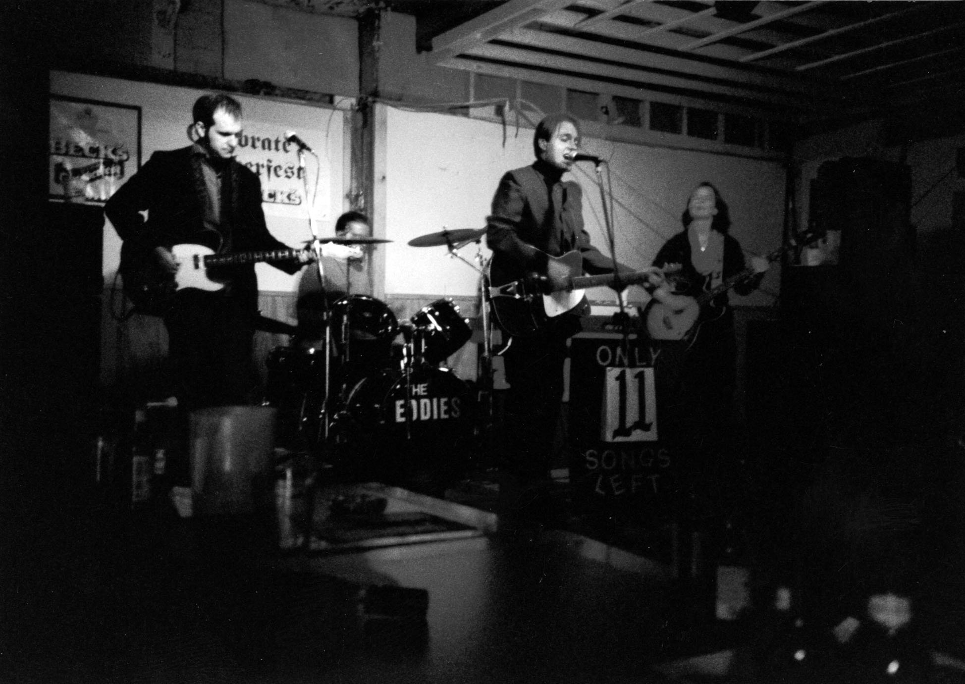    The Eddies  ( Jake Guralnick, Jack Dean, Jeff Mellin, J.V. McDonough ) at the  Kirkland Cafe , 1997. (Photo by  Brian Corbett ) 