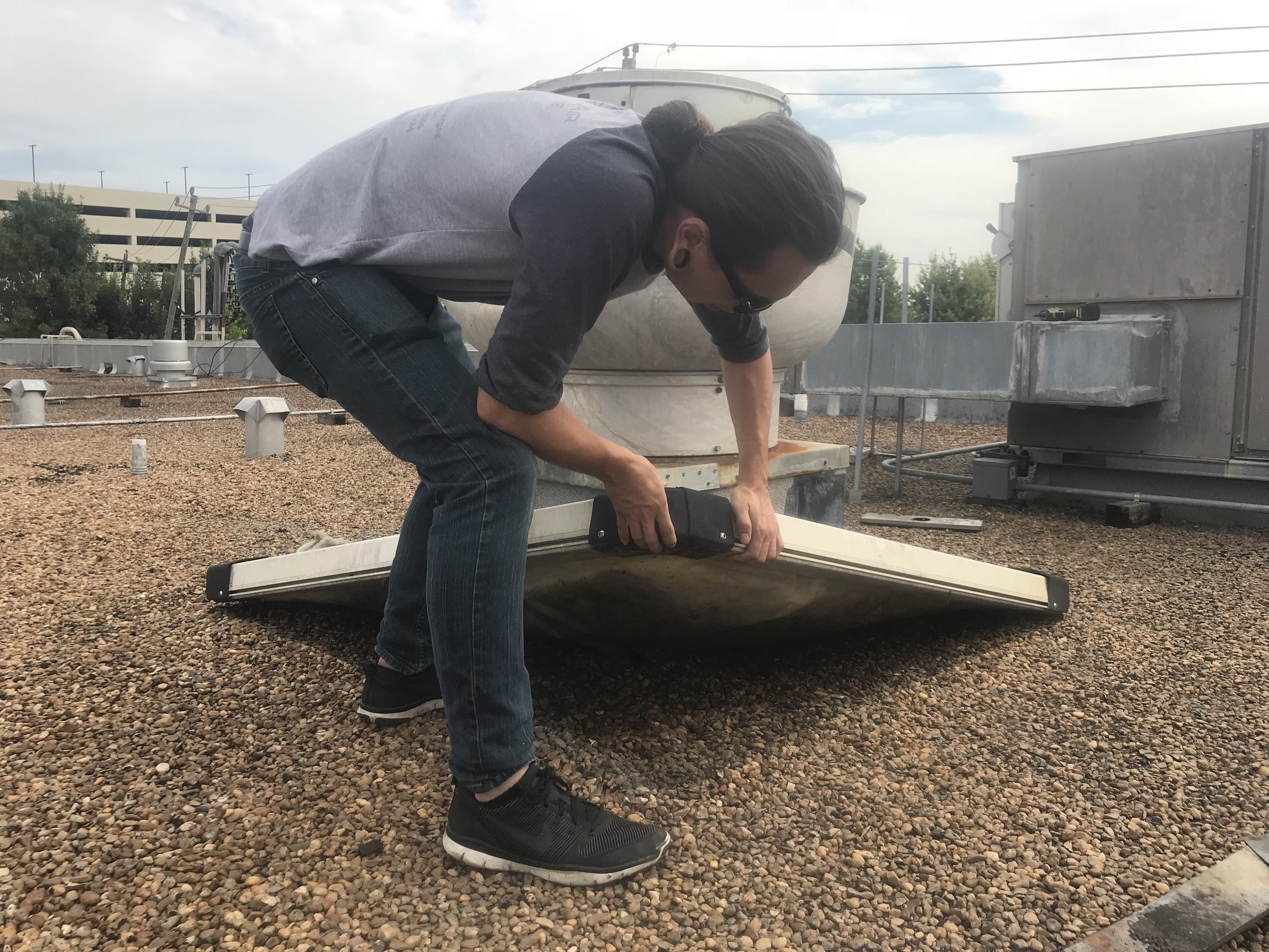 Jonathan checking for roof leaks #houstonhvac #revolutionair #revairtx