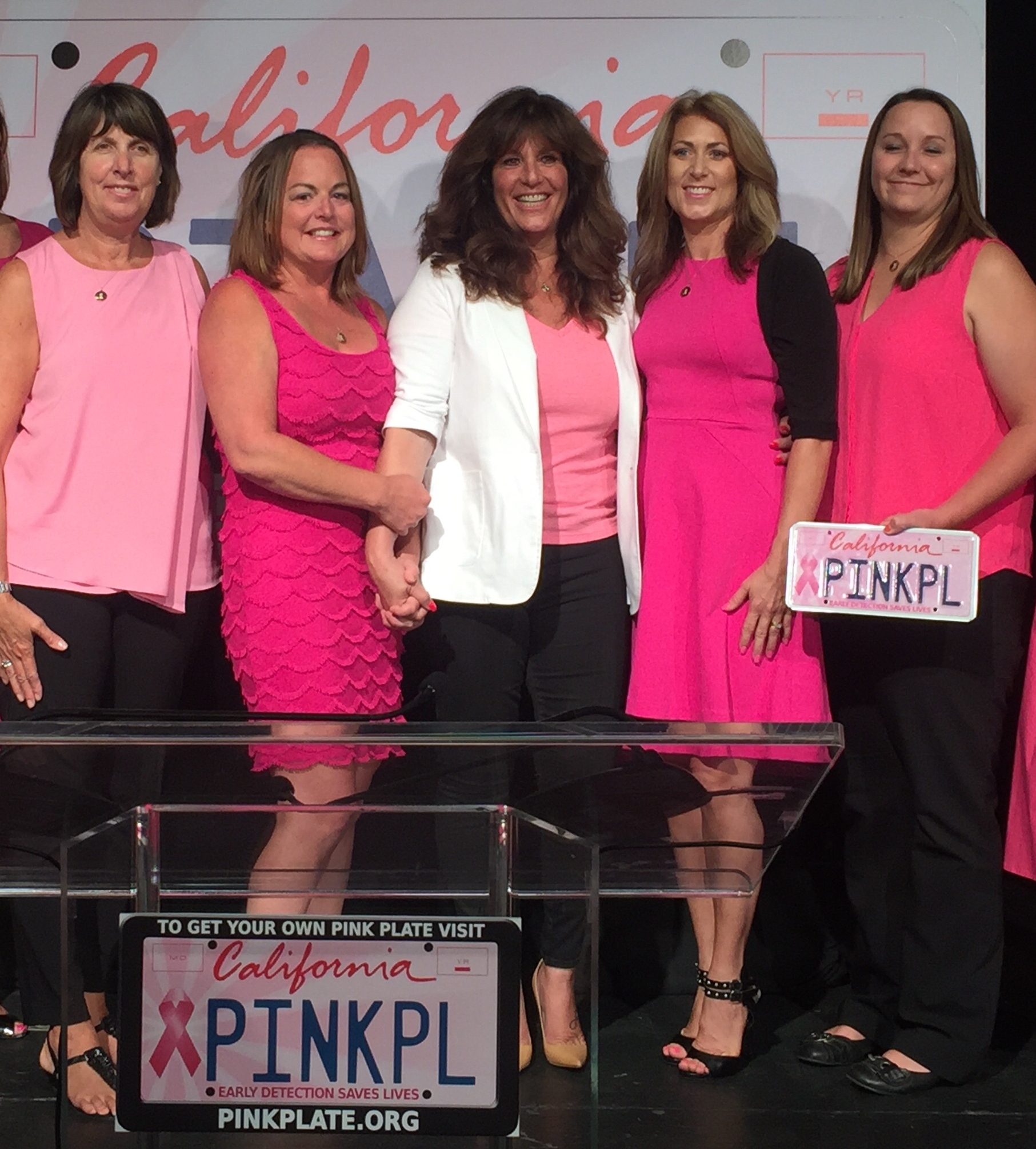 Pink Plate co-founders, Carla Kimball (center) and Survivor Sisters of Contra Costa County (L-R) Deborah Bordeau, Heather McCullough, Chere Rush and Heather Solari. photo courtesy of pinkplate.org