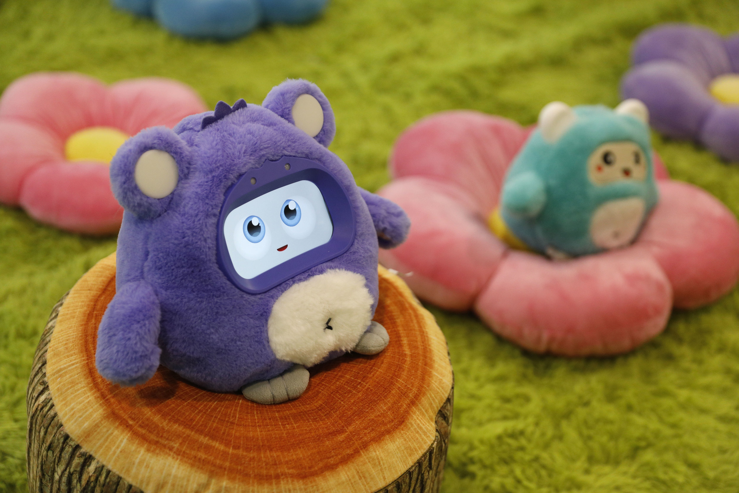 A Woobo talking robot is on display at the Woobo booth at CES  International, Wednesday, Jan. 9, 2019, in Las Vegas. (AP Photo/John  Locher)