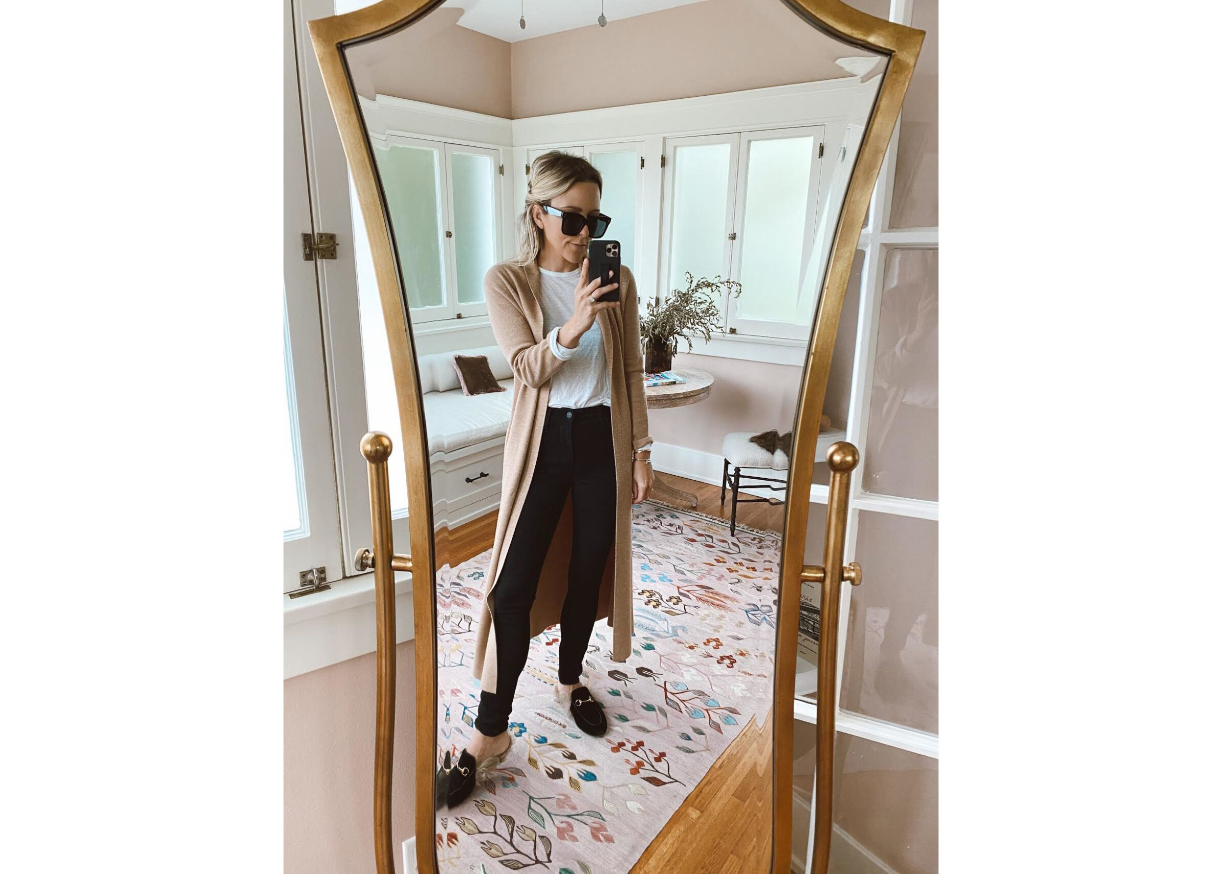 In this April 11, 2020 selfie photo by Jacey Duprie wears an outfit she featured in her fashion blog from her home in Los Angeles. After weeks stuck in isolation, bodies molded into beds and couches glued to TVs and computers, with little to deli…