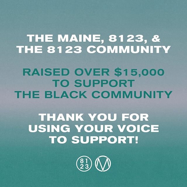 Thank you 8123 Family for helping us raise money to support the Black community! We are not stopping here. More info coming soon!