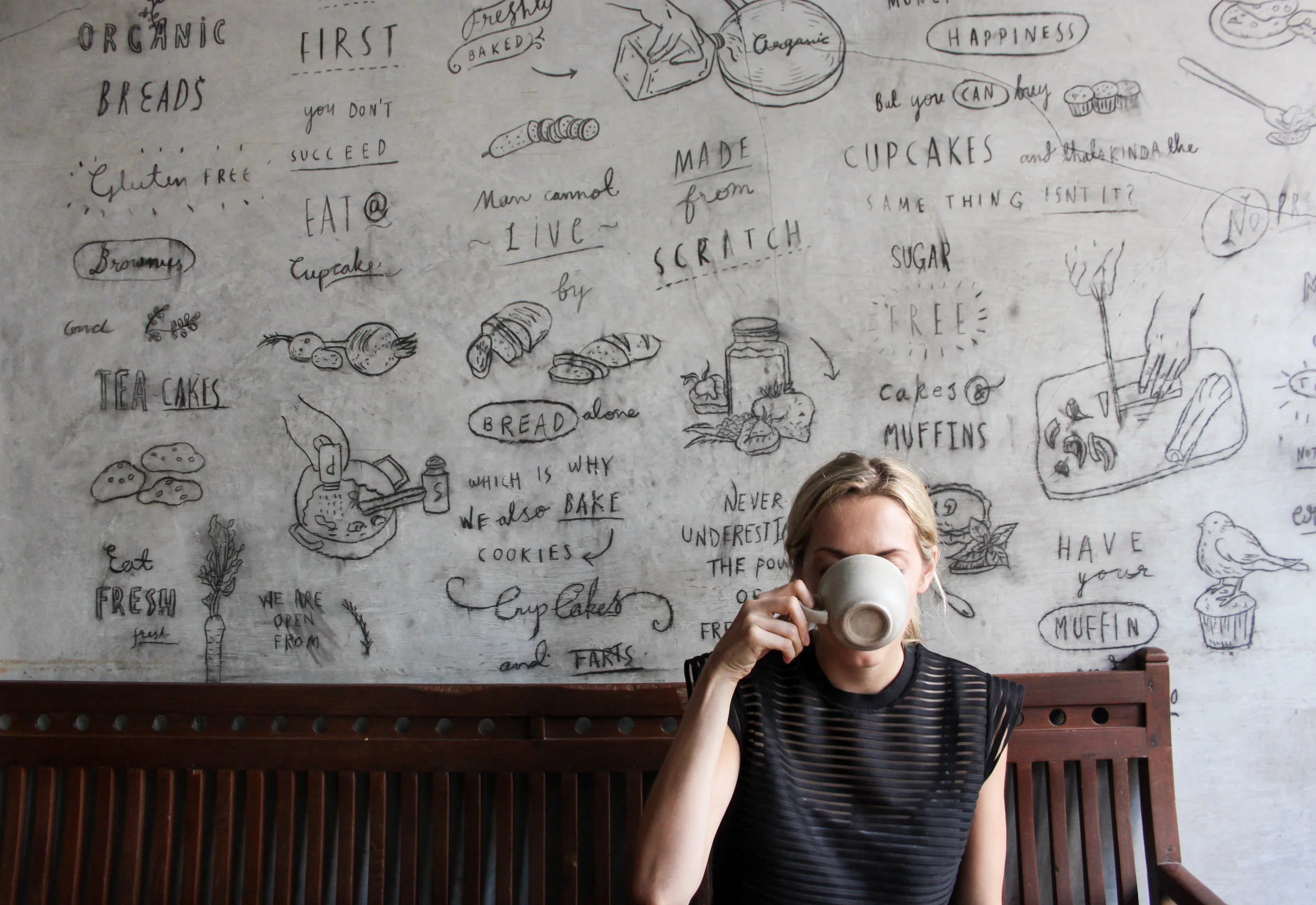 Getting our caffeine fix, ready to take on the manic streets of Mumbai. 