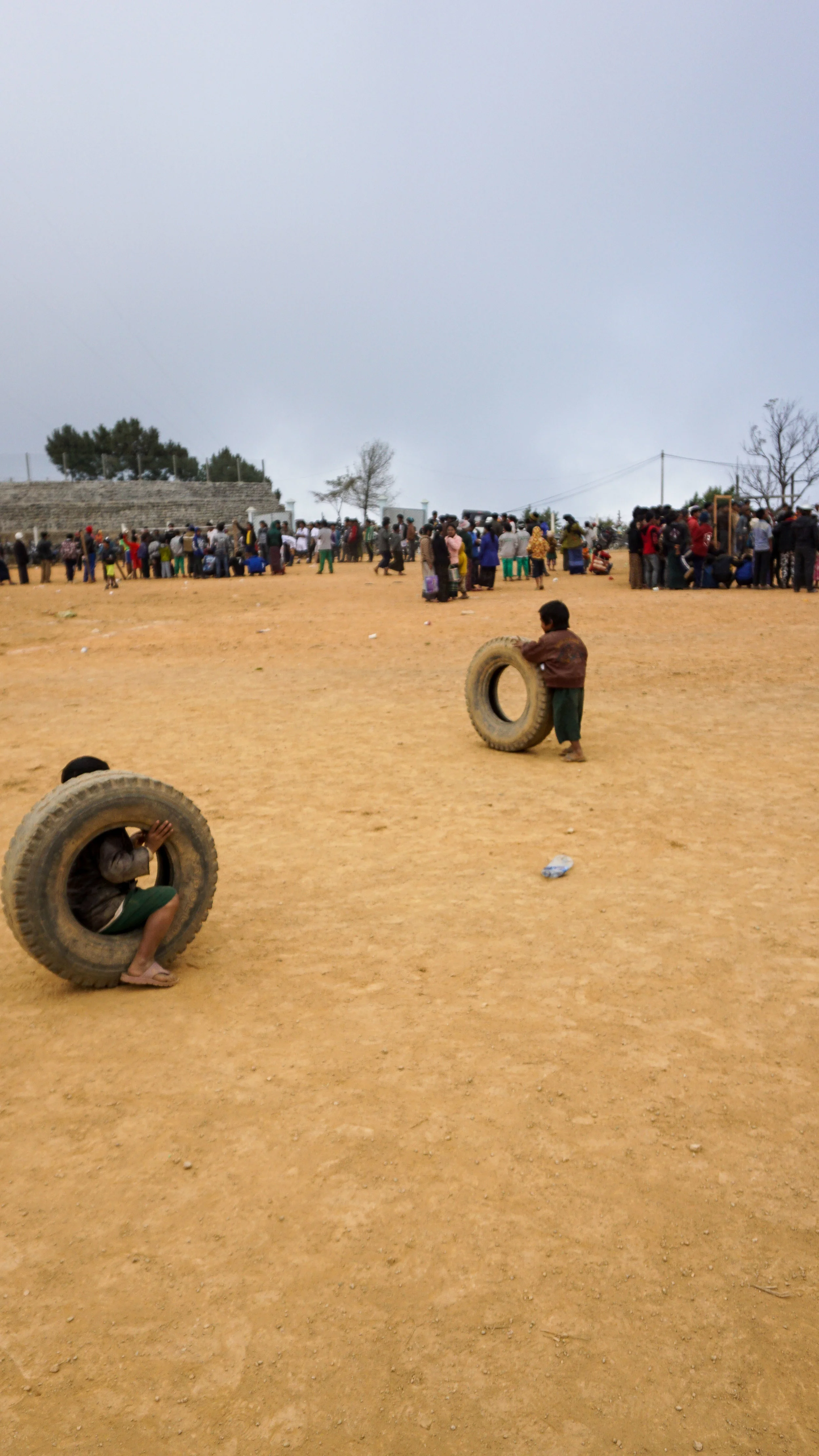 Tyre races at a local sports day to celebrate Independence Day in Mindat. 