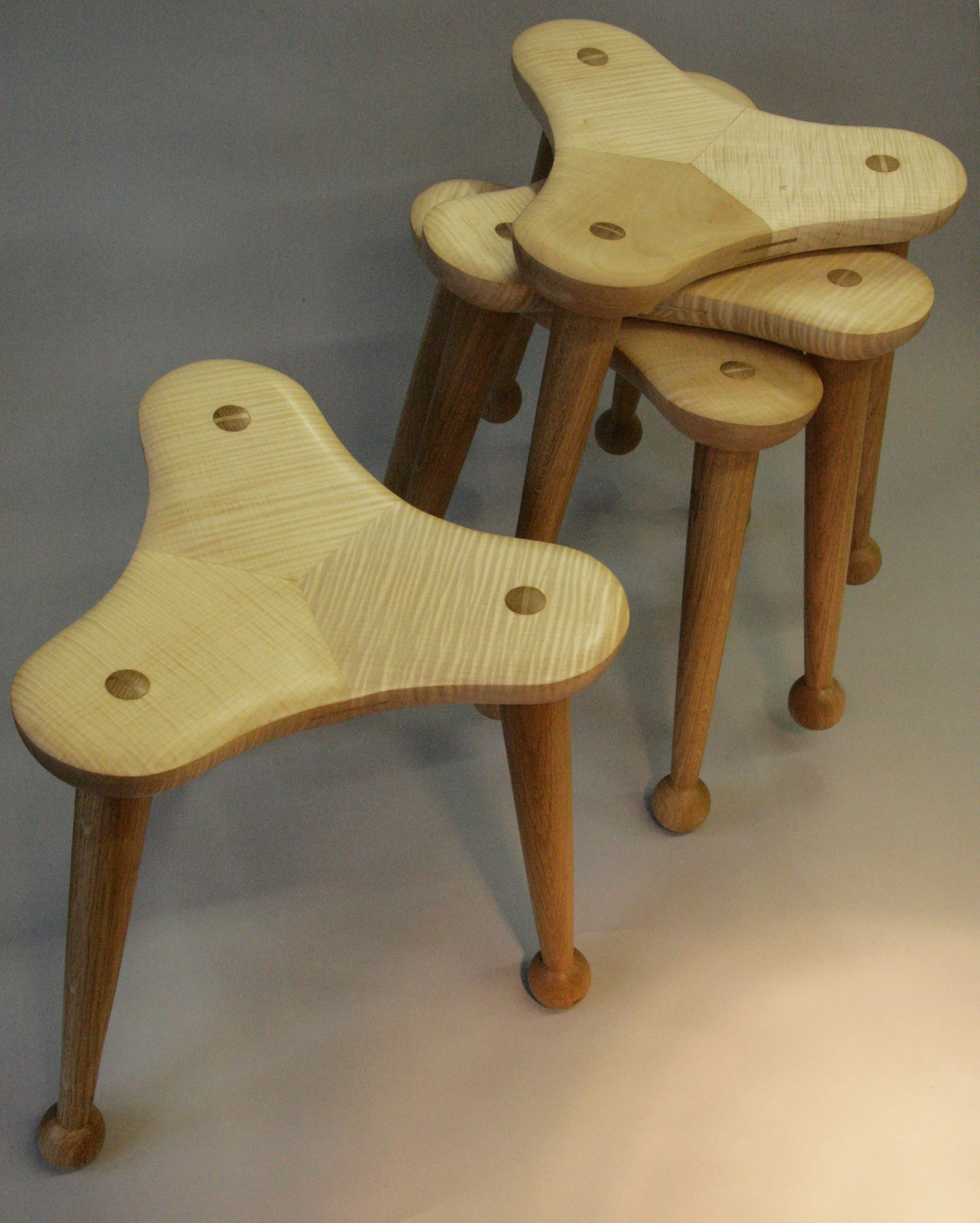The Australian ones were made from Silky Oak and red gum. These are from rippled Sycamore and Oak.