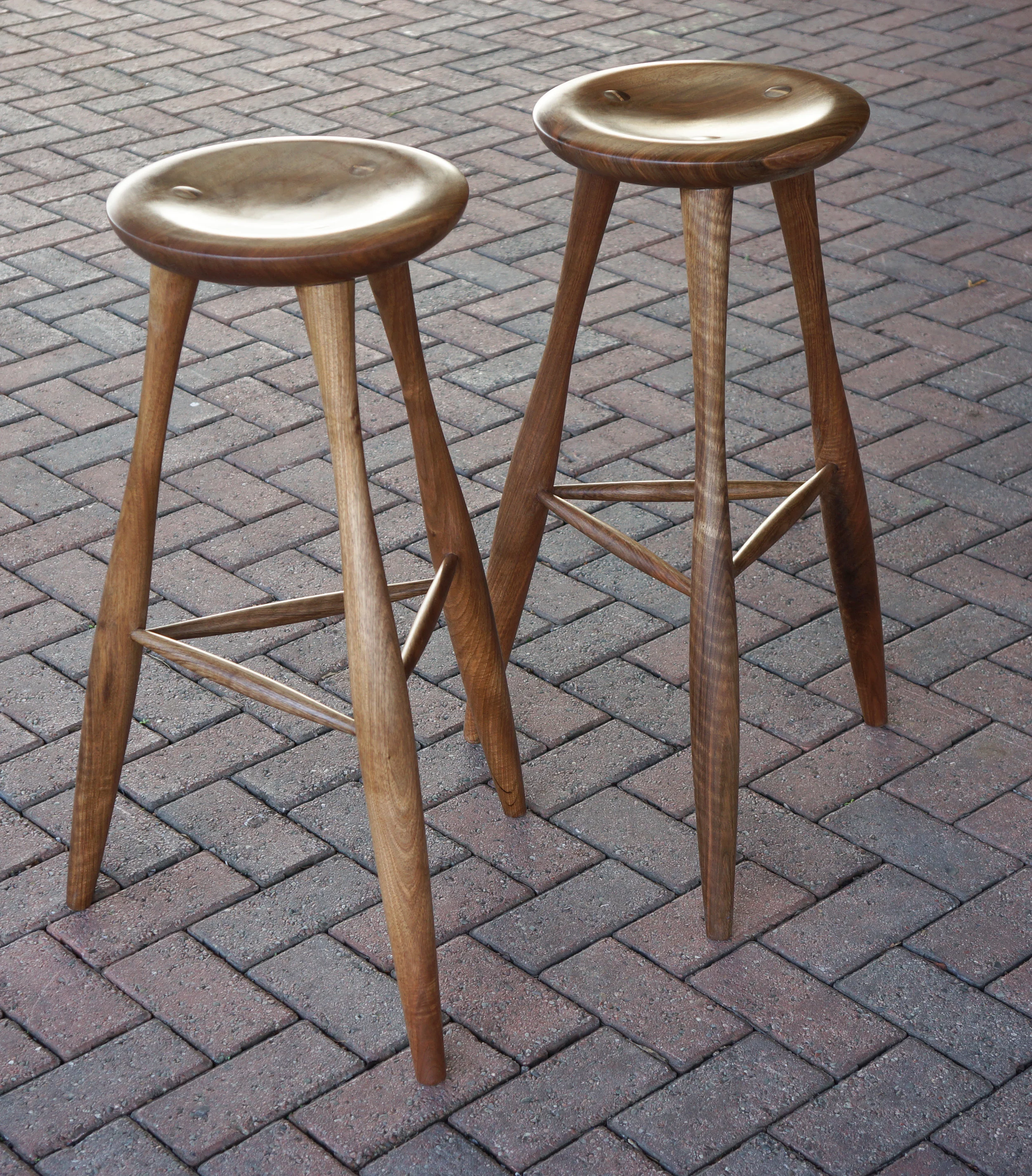  Walnut stools for a kitchen. Made to commission. 