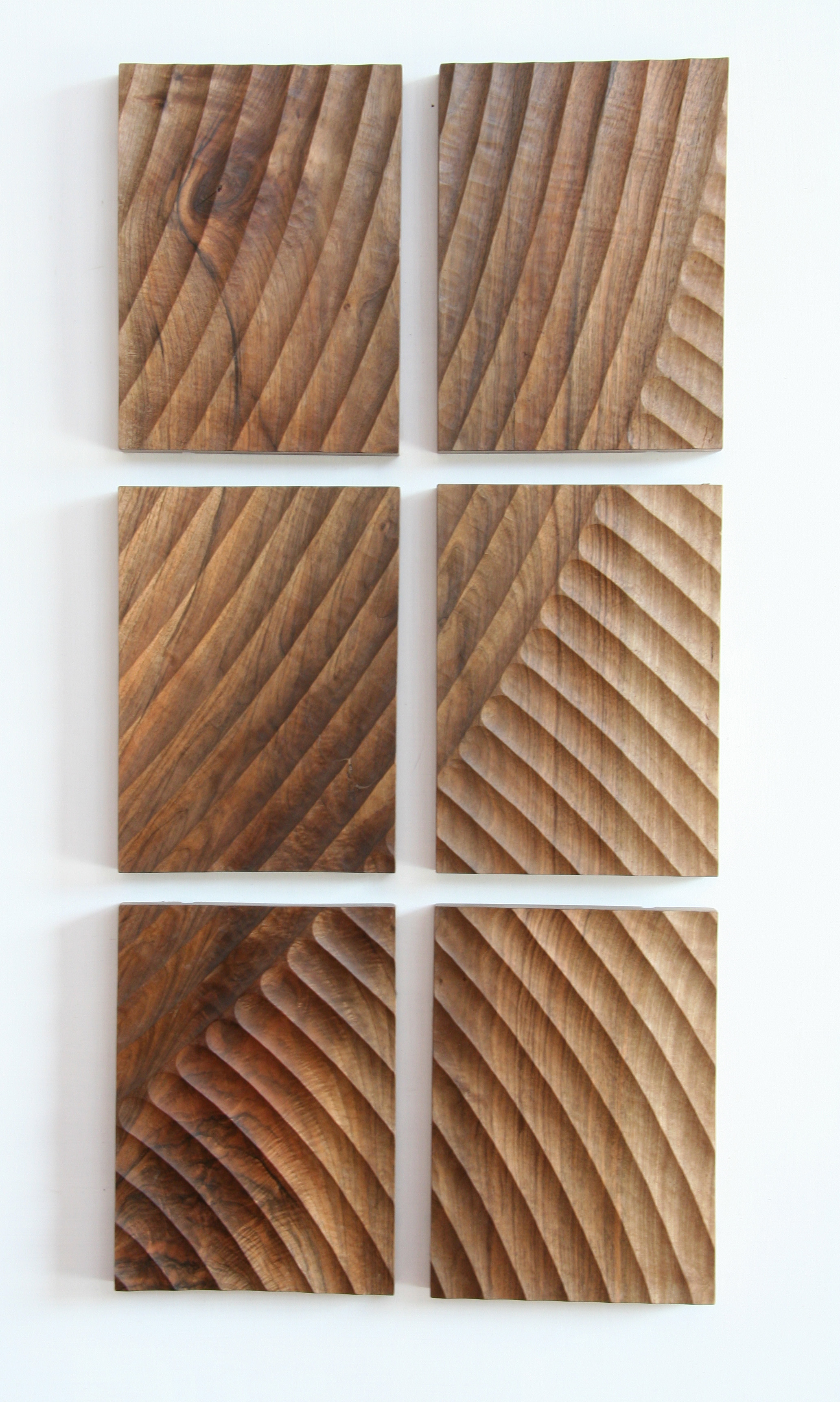 A group of six panels with a fluted pattern.