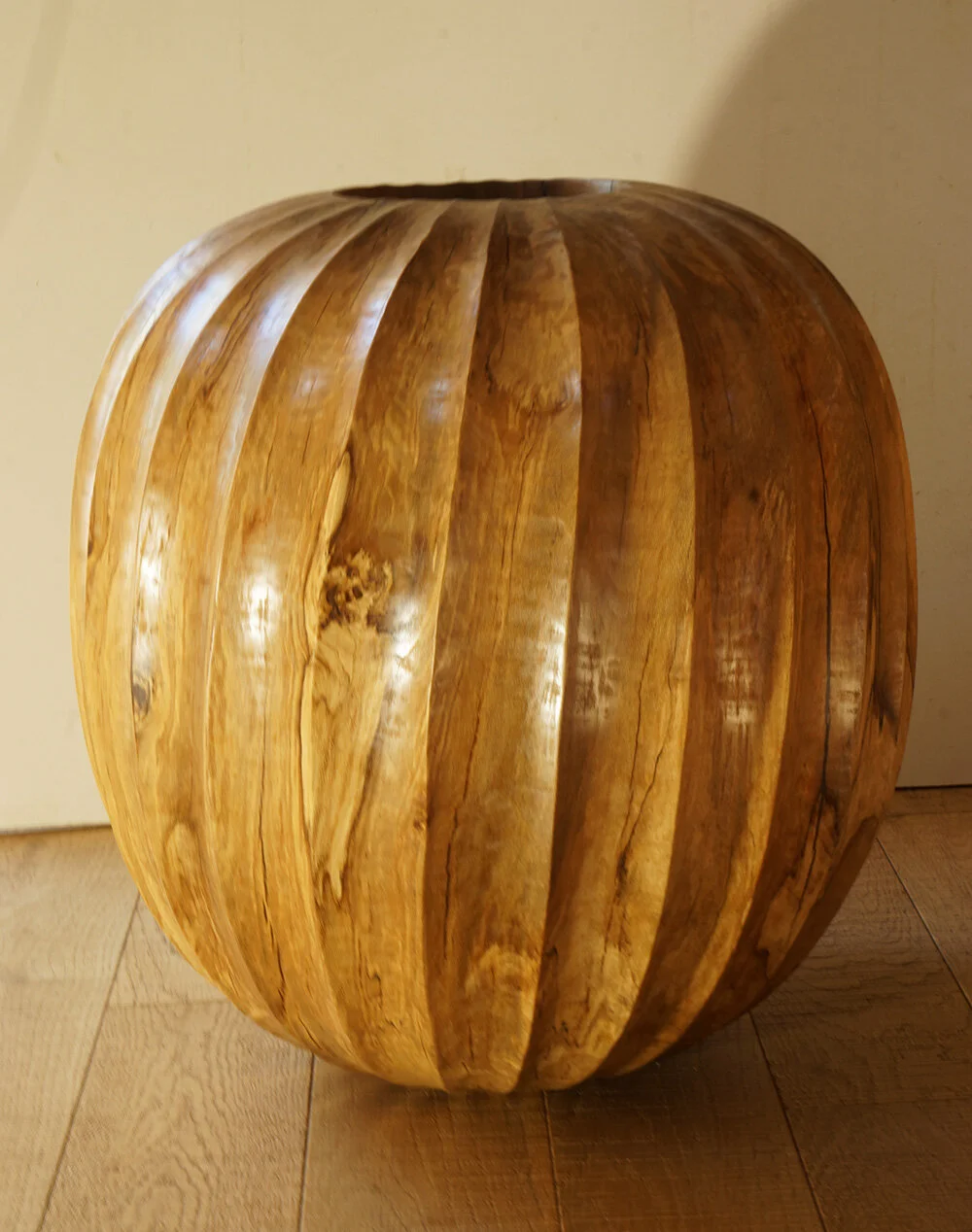 Turned and carved Holly vessel