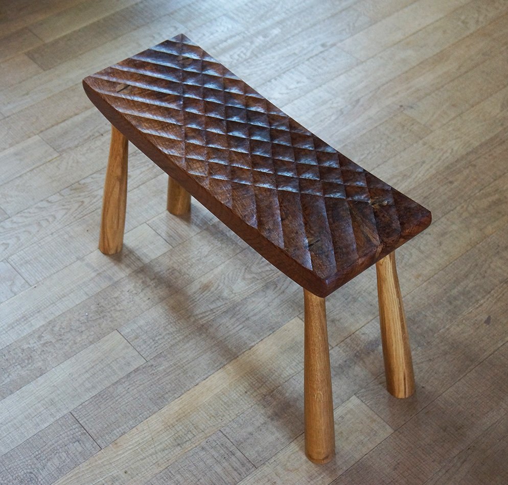 Long stool in Brown Oak 