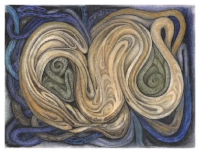 Transmissions 3 - charcoal and pastel on paper - 8"X 6" - SOLD