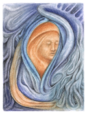 Transmissions 5 - charcoal and pastel on paper - 8"X6" - framed - £150.00 + P&P