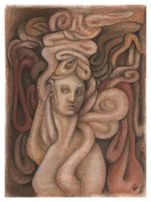 Transmissions 9 - Charcoal and pastel on paper - 8"X6" framed - £150.oo + p&p