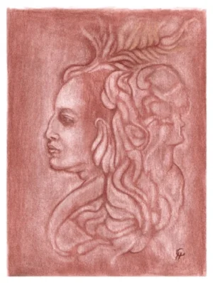 Transmissions 11 - Charcoal and pastel on paper - 8"X6" framed - £150.00 + p&p