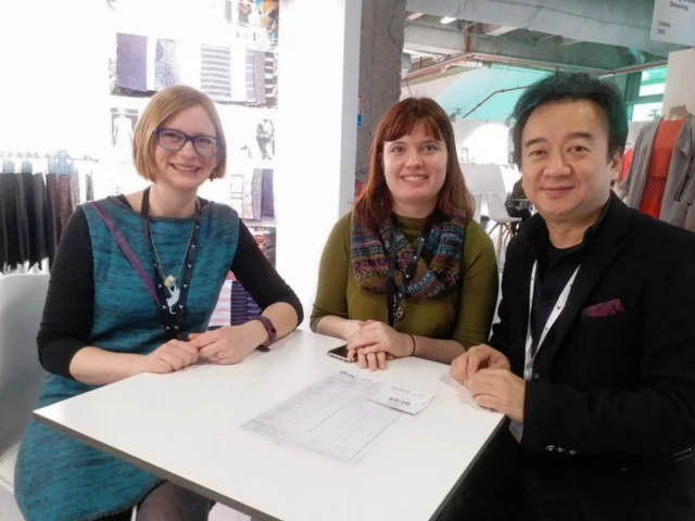 Me and Aleks with a representative from Winning Textiles.