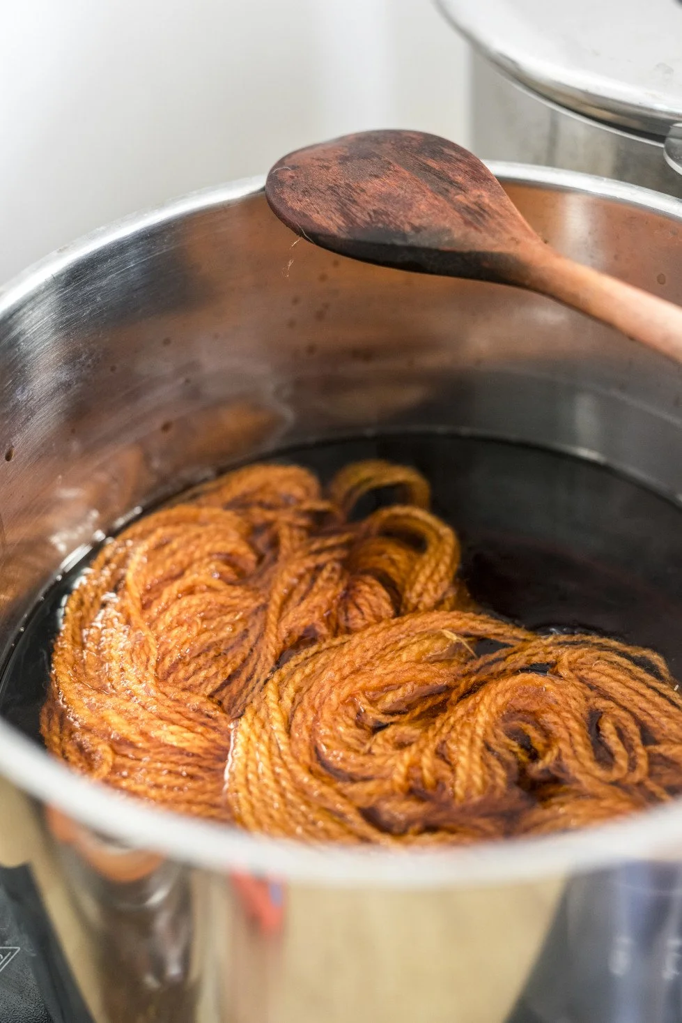 Ria Burns Knitwear Natural Yarn Dyeing Orange Dyepot.jpg
