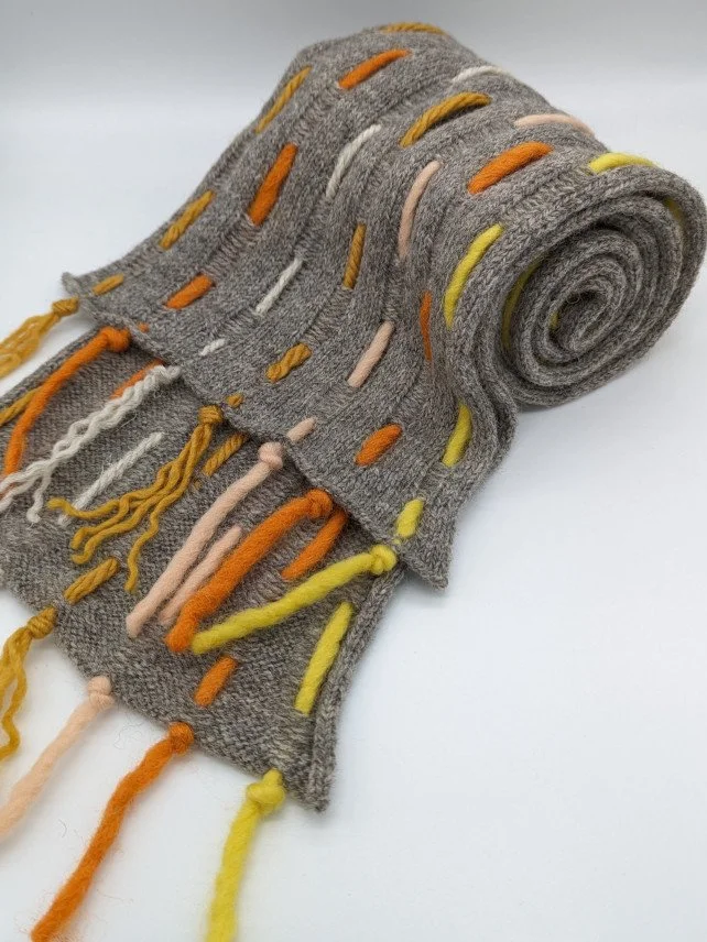Woven Scarf Grey Multi-Coloured — Ria Burns Knitwear