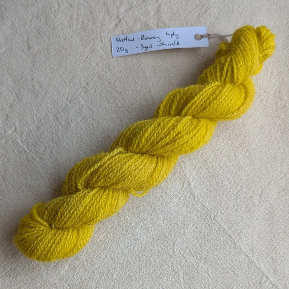 Naturally Dyed Shetland-Romney Yarn - 20g Mini Skein - Weld