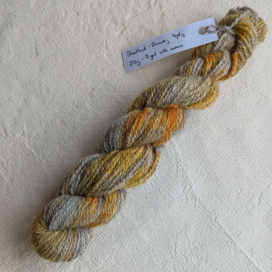 Naturally Dyed Shetland-Romney Yarn - 20g Mini Skein - Cosmos Bundle Dye
