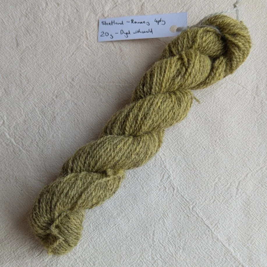 Naturally Dyed Shetland-Romney Yarn - 20g Mini Skein - Weld