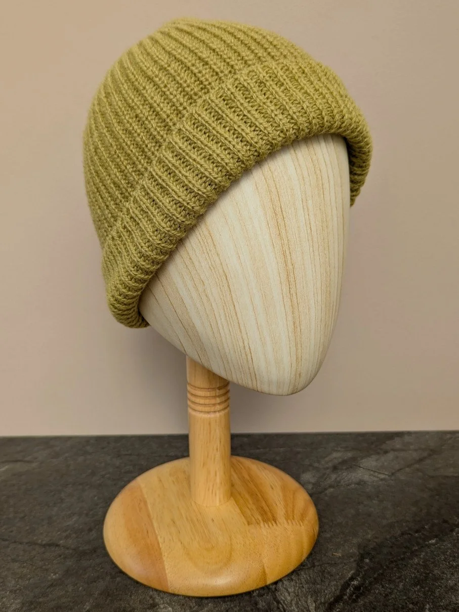 Ria Burns Knitwear Naturally Dyed Fisherman Beanie Goldenrod Green 4 web.jpg