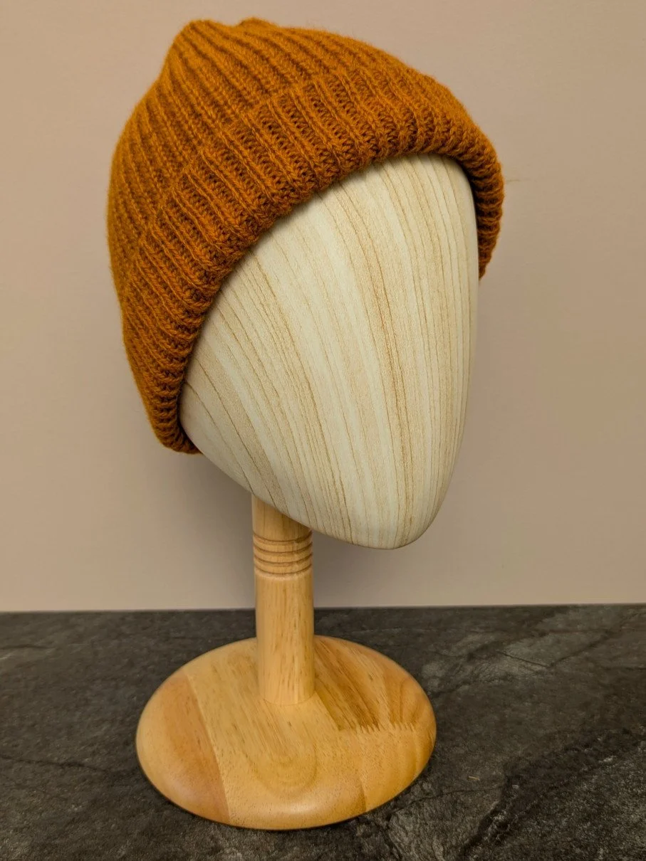 Ria Burns Knitwear Naturally Dyed Fisherman Beanie Coreopsis Orange 4 web.jpg