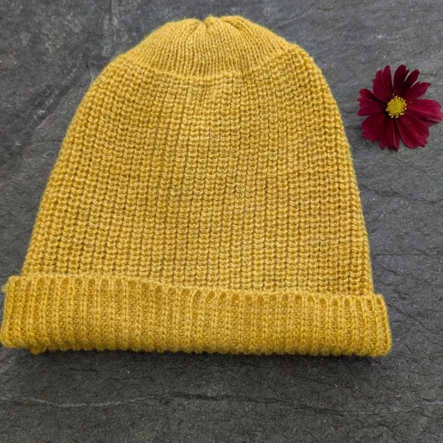 Ria Burns Knitwear Naturally Dyed Fisherman Beanie Cosmos Mustard 1 web.jpg