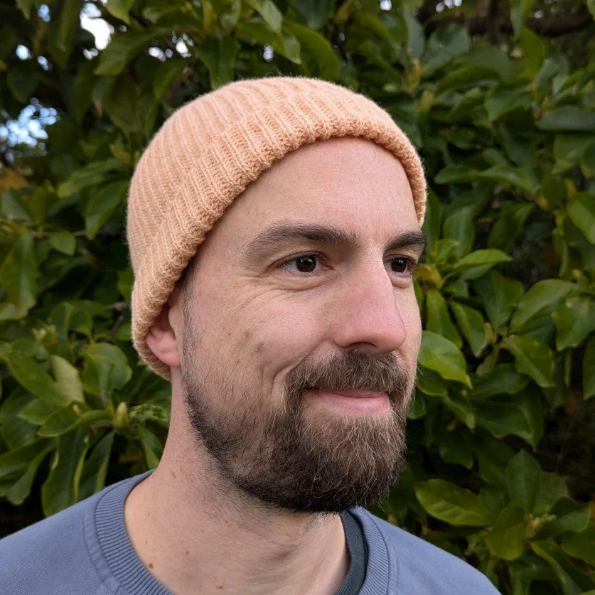 Ria Burns Knitwear Naturally Dyed Fisherman Beanie Madder Peach 3 web.jpg