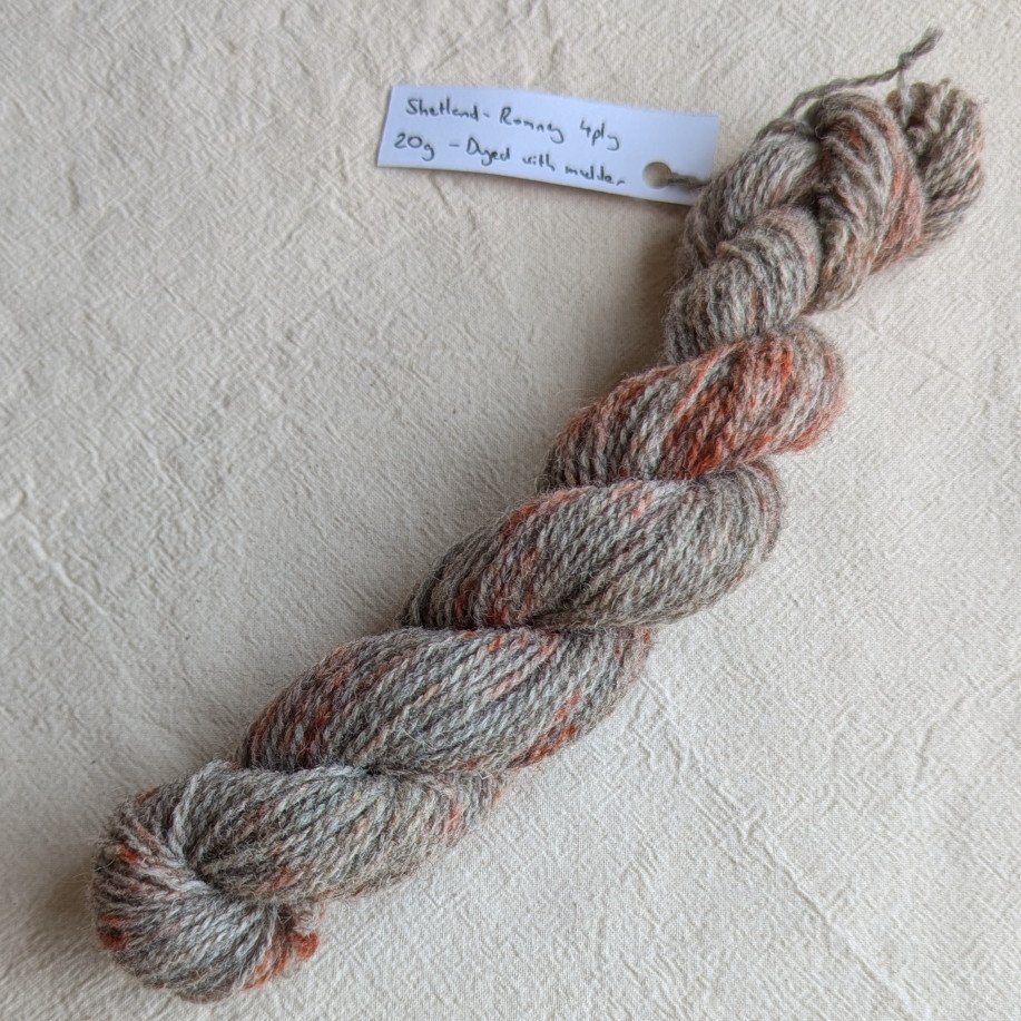 Naturally Dyed Shetland-Romney Yarn - 20g Mini Skein - Madder Bundle Dye