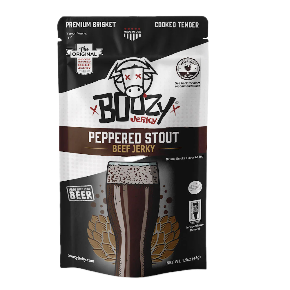 Boozy Jerky - Peppered Stout - 1.5oz Bag