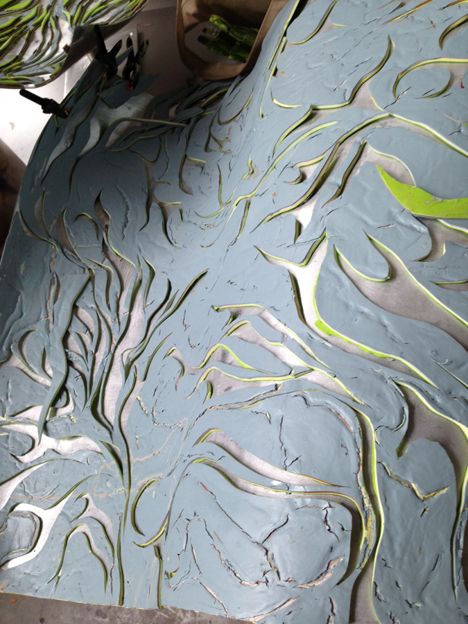 "Battuto" Series<br>"Palm Tree" <em> detail</em> 2013. Aluminum